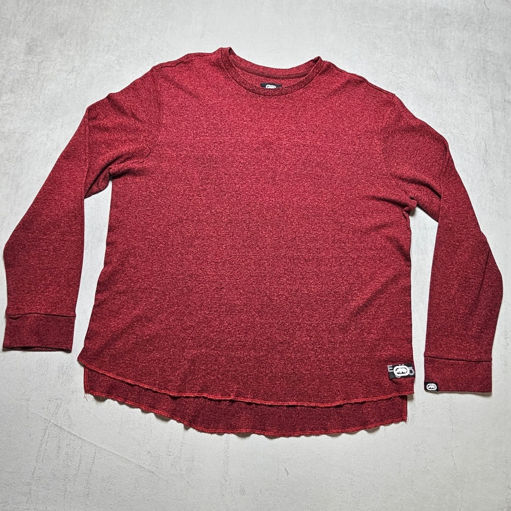 Ecko Unltd‎ Mens 4XL Burgundy Heathered Thermal Long Sleeve Shirt Drop Tail Red